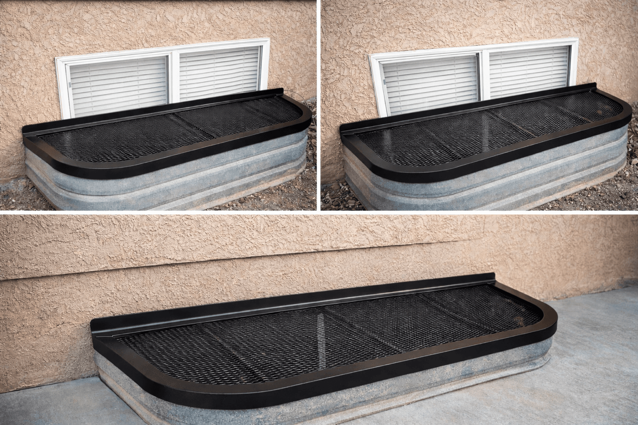 Custom fabricated window well cover with precise fit on metal well